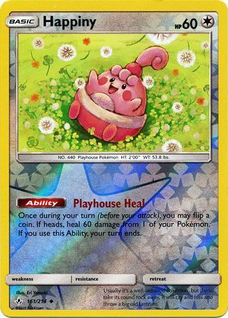 Happiny 161/214 SM Unbroken Bonds Reverse Holo Uncommon Pokemon Card TCG Near Mint Pack Fresh