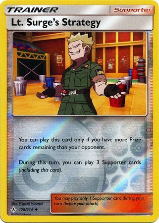 Lt. Surge's Strategy 178/214 SM Unbroken Bonds Reverse Holo Uncommon Trainer Pokemon Card TCG
