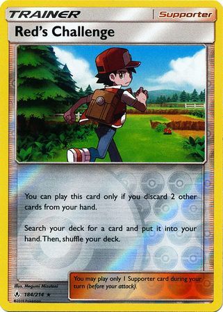 Red's Challenge 184/214 SM Unbroken Bonds Reverse Holo Rare Trainer Pokemon Card TCG
