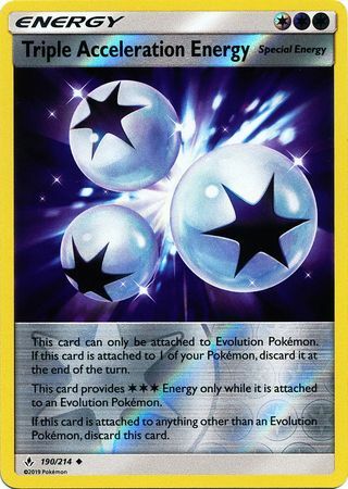 Triple Acceleration Energy 190/214 SM Unbroken Bonds Reverse Holo Uncommon Energy Pokemon Card TCG