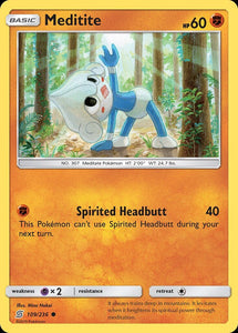 Meditite 109/236 SM Unified Minds Common Pokemon Card TCG kawaii collector australia