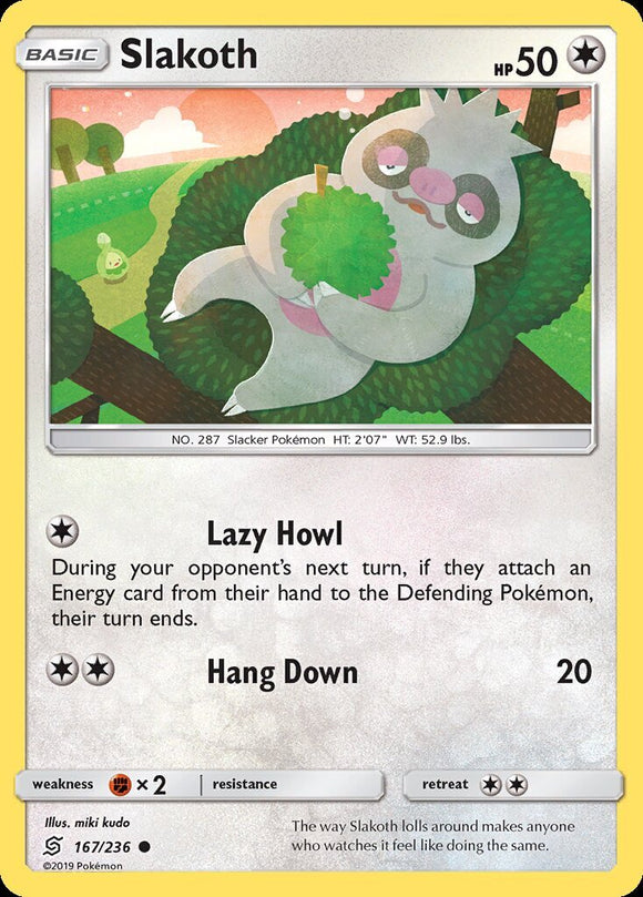 Slakoth 167/236 SM Unified Minds Common Pokemon Card TCG Kawaii Collector Slakoth 167/236 SM Unified Minds Common Pokemon Card TCG Kawaii Collector