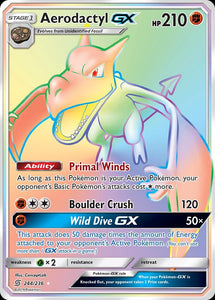Aerodactyl GX 244/236 SM Unified Minds Holo Full Art Secret Hyper Rainbow Rare Pokemon Card TCG - Kawaii Collector