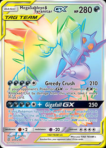 Mega Sableye & Tyranitar GX 245/236 SM Unified Minds Holo Rainbow Full Art Secret Hyper Rainbow Rare Pokemon Card TCG kawaii collector australia