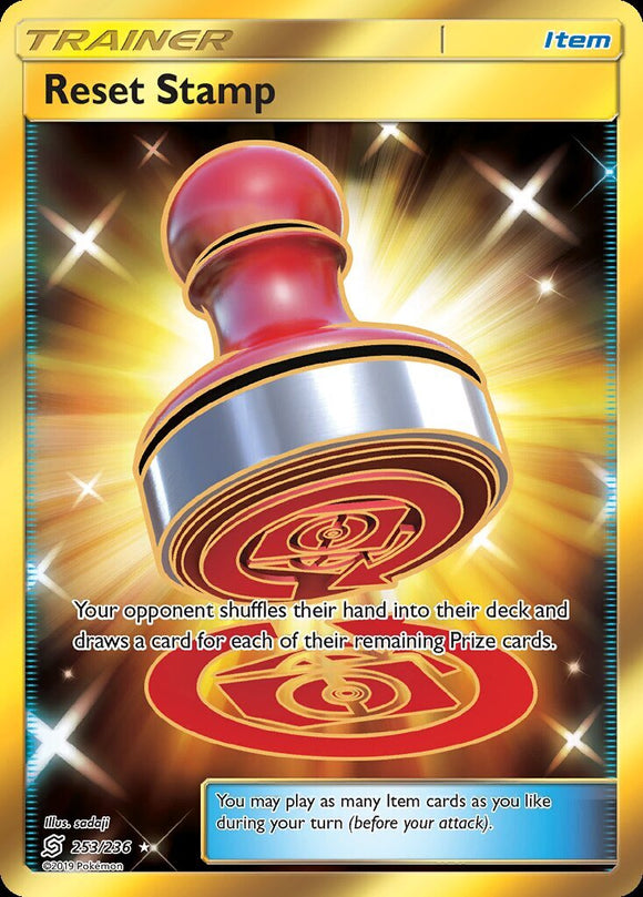 Reset Stamp 253/236 SM Unified Minds Holo Gold Ultra Secret Rare Trainer Pokemon Card TCG kawaii collector australia