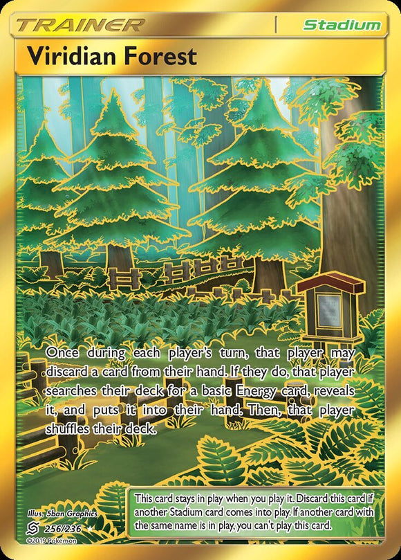 Viridian Forest 256/236 SM Unified Minds Holo Gold Ultra Secret Rare Trainer Pokemon Card TCG kawaii collector australia