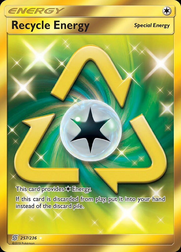 Recycle Energy 257/236 SM Unified Minds Holo Gold Ultra Secret Rare Trainer Pokemon Card TCG kawaii collector australia