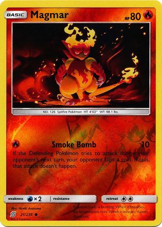 Magmar 21/236 SM Unified Minds Reverse Holo Common Pokemon Card TCG kawaii collector australia