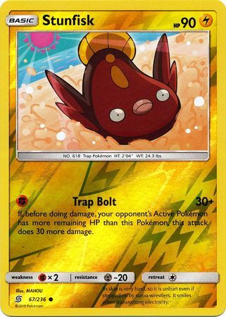 stunfisk pokemon card value Stunfisk 67/236 SM Unified Minds Reverse Holo Common Pokemon Card TCG – Kawaii Collector