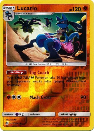 Lucario 117/236 SM Unified Minds Reverse Holo Rare Pokemon Card TCG Kawaii Collector Lucario 117/236 SM Unified Minds Reverse Holo Rare Pokemon Card TCG Kawaii Collector