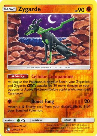 Zygarde 124/236 SM Unified Minds Reverse Holo Rare Pokemon Card TCG kawaii collector australia