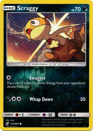 Scraggy 137/236 SM Unified Minds Reverse Holo Common Pokemon Card TCG kawaii collector australia